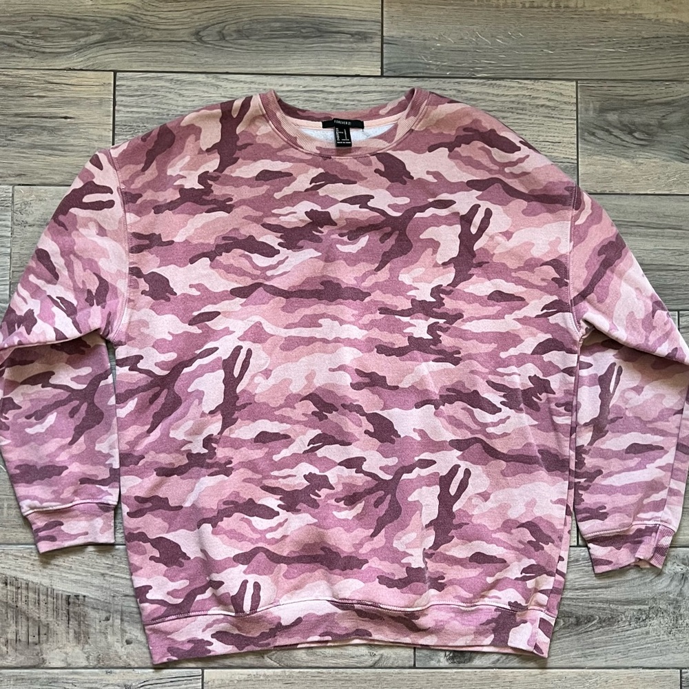 Forever 21 Pink Camo Crewneck